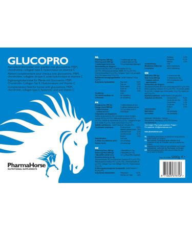 PharmaHorse Glucopro | Horse Supplement | MSM Vitamin C Glucosamine Collagen | No Sugar Added | 100% Pure Glucosamine Sulphate | No Doping | 5000g - Buy Online on GoSupps.com