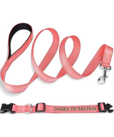 Personalized Reflective Dog Collar & Leash Set - Tagme 1.5m Double-Sided Leash for Large Dogs - Babyrosa (1 Pack) - Buy Online on GoSupps.com