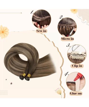 Hetto Genius Real Hair Extensions - Brown Balayage #4/27/4 | Virgin Human Hair Naturally Treated 50cm 25g - Buy Online on GoSupps.com