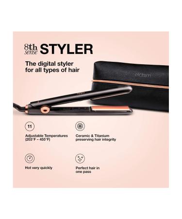 Elchim 8th Sense Styler - Titanium & Ceramic Hair Straightener with 11 Heat Settings Dual-Voltage Travel Bag - Black | International Shipping Available - Buy Online on GoSupps.com