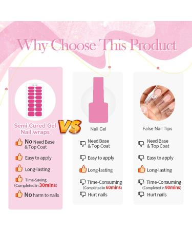 16PCS Semi Cured Gel Nails Gel Nail Stickers - Semi Cured Gel Nails Strips - Semi Cured Gel Nail Wraps - Glossy & Long Lasting Gel Nail Stickers Need UV Light(Barbie Pink Flash) - Buy Online on GoSupps.com