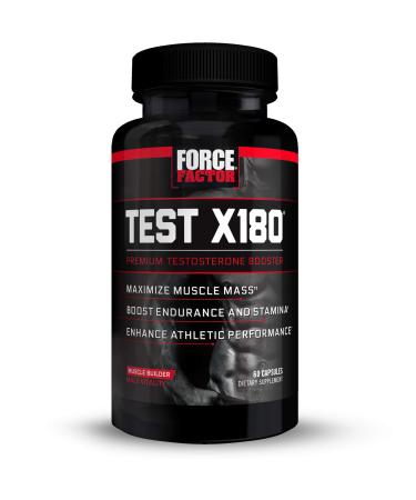 Force Factor Test X180 Testosterone Booster Supplement for Men with Fenugreek Seed Tribulus and Mens Vitamins to Build Lean Muscle and Enhance Male Athletic Performance Capsules, 60 Count
