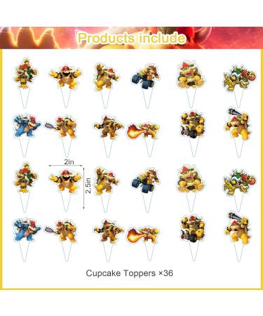 37pcs Bowser Cake Decorations with 1pcs Bowser Cake Topper 36pcs Cute Cartoon Cupcake Toppers for Girls Birthday Party Decorations - Buy Online on GoSupps.com