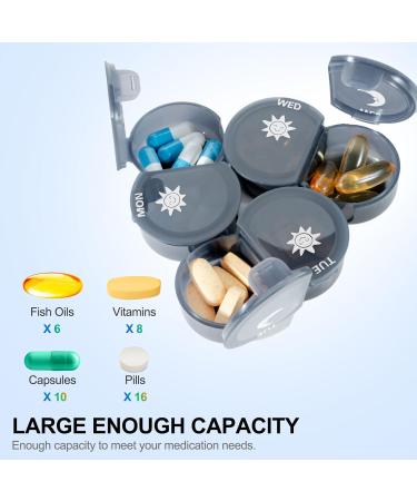 Weekly Pill Organizer - Extra Large 7-Day AM PM Pill Box for Vitamins & Medications - Easy Fill XL Case (Black-White - Buy Online on GoSupps.com