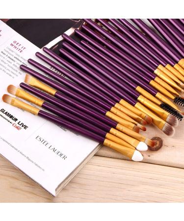 20-Piece Purple & Gold Makeup Brush Set - Eyeshadow Eyebrow Foundation & Eyeliner Brushes - Premium Cosmetic Tools for Flawless Beauty - Buy Online on GoSupps.com