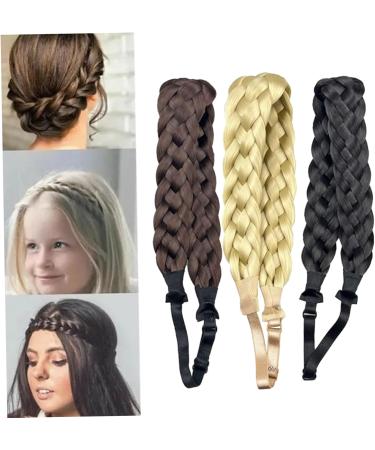 Braid Headband 5 Strands Synthetic Hair Braided Headband with Adjustable Elastic Stretch Chunky & Wide Plaited Braid Hair Band Hairpiece for Girls Twisty Braid Headband/20(Yellow) - Buy Online on GoSupps.com