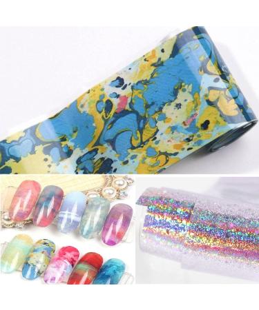 30 Sheet Holographic Nail Transfer Foils - Marble & Starry Sky Gold/Silver Stickers for Manicures - Buy Online on GoSupps.com