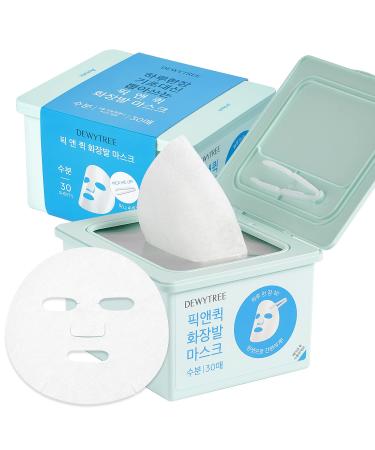 DEWYTREE Hyaluronic Acid Moisturizing Mask Sheet for Perfect Makeup, Dispenser Type Refreshing Aqua Mask 30 Sheet - Pick and Quick, Enriched with Amino Acids for Hydrating and Removing Dead Skin Cells