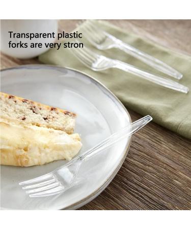 Cangfort Plastic Cutlery - 100 Disposable Plastic Forks 6 Inch- Thick Matte Handle Transparent & Sturdy - Ideal for Birthday BBQ Wedding & More 100Pcs of Disposable Forks - Buy Online on GoSupps.com