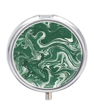 Pill Box Pill Case 3 Compartment Travel Pill Box with Marble Pattern Printing Small Pill Box Portable Medicine Pill Case Pill Organizer for Purse & Pocket for Travel Handbag (Round)