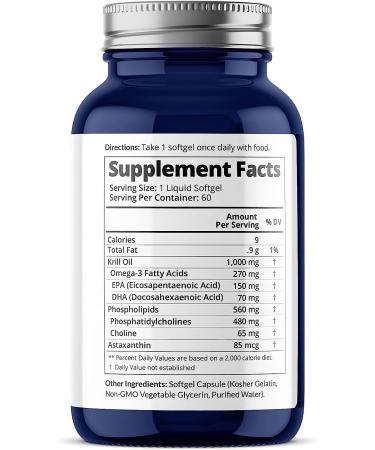 100% Pure Antarctic Krill Oil 1000mg Softgels | 60-Day Supply | Organic Omega 3 EPA/DHA | Sustainable & Traceable | Supports Heart, Liver, Brain, Eye & Joint Health - Buy Online on GoSupps.com