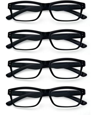 ALWAYSUV 4 Pack Black Spring Hinge Reading Glasses - Classic 2.0 Diopter Visual Aids for Men & Women | International Shipping Available - Buy Online on GoSupps.com