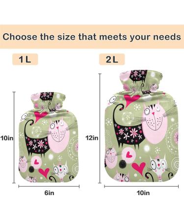 NAANLE 2L Hot Water Bottle for Pain Relief - Transparent Heat Bag for Lovers & Cats - Ideal for Heat & Cold Therapy - Buy Online on GoSupps.com