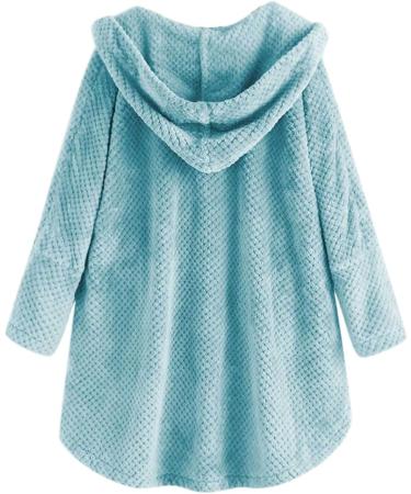 Hanxiulin Oversize Plush Jacket for Women - Warm Lined Fleece Sweatshirt Windproof Coat & Thick Cardigan - Breathable XL Winter Jacket in Light Blue - Buy Online on GoSupps.com