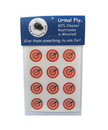 Urinal Fly Toilet Stickers 12 Pack Numbered Red Bullseye with Arrow 80% Cleaner Bathrooms in Minutes!
