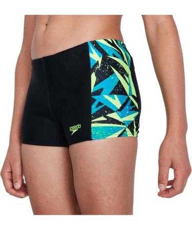 Speedo Hyperboom Panel Swim Shorts for Boys - 13 Years - Black/Pool/Bright Zest | International Shipping Available - Buy Online on GoSupps.com
