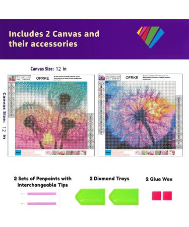Dandelions Diamond Painting Kit - Round Full Drill 5D DIY Art for Home Decor - 2-Piece Set - 12x12 Gold - Buy Online on GoSupps.com