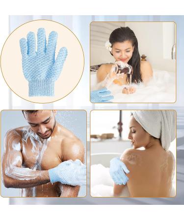 Exfoliating Bath Gloves for Shower - Double Sided Microfiber Scrubber for Men, Women, Kids - Blue (2pcs) - Buy Online on GoSupps.com