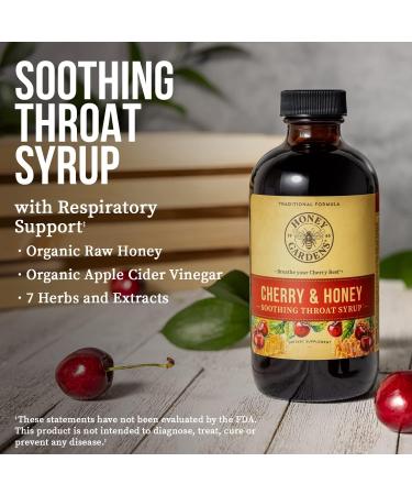 Buy Honey Gardens Cherry & Honey Soothing Throat Syrup - Organic Raw Honey Apple Cider Vinegar & Herbal Extracts - 24 Servings - Buy Online on GoSupps.com