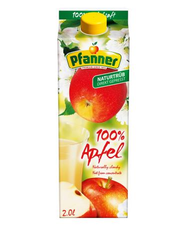 Pfanner 100% apple juice natural cloudy (1 x 2 l) - directly pressed apples - fruit juice without added sugar - fruity juice 100% apple 2 l (1 Pack)