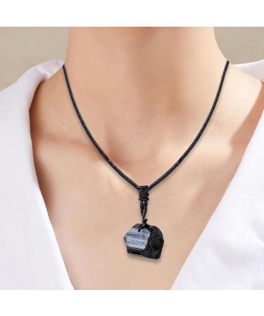 Crystal Necklace for Mental Health - Black Stone Spiritual Pendant for Meditation - Women's Pendant Necklaces for Working Home Shopping Dating Gathering Traveling Frifer - Buy Online on GoSupps.com