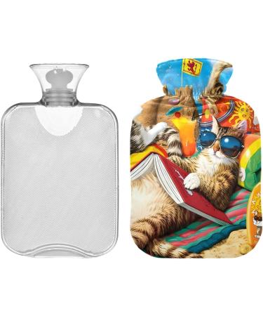 Naanle Funny Cats Hot Water Bottle | 2L Handfoots Heating Bag for Pain Relief & Cold Therapy - Transparent Design - Buy Online on GoSupps.com