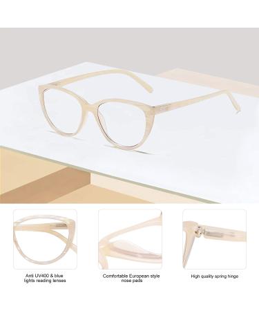 AMOMOMA Fashion Cat Eye Blue Light Blocking Reading Glasses for Women - Milky Cream Pink&Green  1.0x Magnification (AM6005 C4) - Buy Online on GoSupps.com