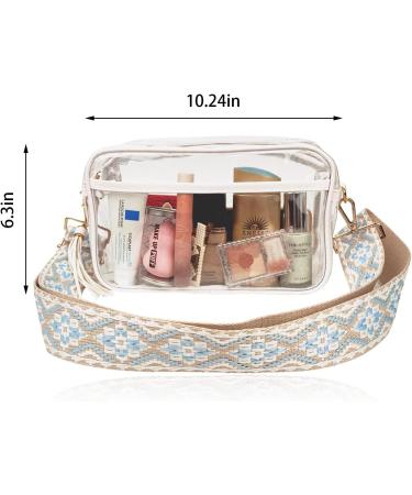 Buy Transparent Bunkbag with Belly Pocket for Women - Stadium-Approved Wide Shoulder Strap PVC Design in White/Opulent Garden - Buy Online on GoSupps.com