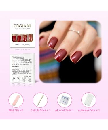 CoolNail Red Wine Square Full Cover False Nails | DIY Salon Quality Artificial Nails for International Shipping - Buy Online on GoSupps.com