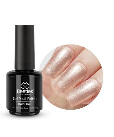 Beetles nude gel nail polish 1pcs 15ml pastel nude pink milky neutral single color uv led nail lamp nail kuns manicure Home work solid gel nail design diy gifts for women 0.5Oz starry gold shimmer