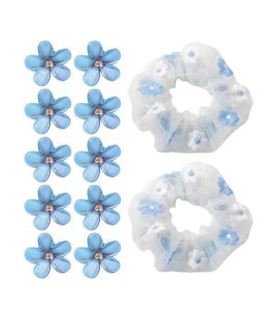 10 pieces of flower hairpin 2 pieces of hair rope hair flower clip ladies flower hair accessories mini flower claw clip hair accessories crystal flower hairpin