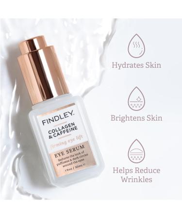 Findley Firming Eye Lift Serum with Collagen & Caffeine - Reduces Puffiness Dark Circles & Wrinkles (1 Fl Oz) | Hydrating Eye Treatment for Youthful Skin - Buy Online on GoSupps.com
