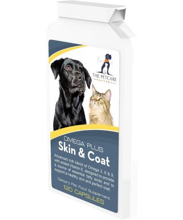 The Petcare Factory Omega Plus Skin & Coat Supplement For Dogs and Cats Triple Action Omega 3 6 & 9 With Added Vitamin E 120 Softgel Capsules 1000mg Human Grade Ingredients UK Manufactured - Buy Online on GoSupps.com