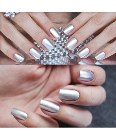 Metallic Nail Polish - Mirror Nail Varnish - 6ML Quick Drying Silver Nail Polish - Metallic Effect Nail Art Polish - Chrome Nail Polish - No UV Needed Father (Silver) - Buy Online on GoSupps.com