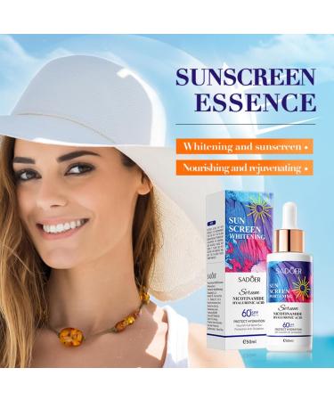 Sunscreen Serum for Face SPF 60+ - Oil Free Hydrating Face Serum - For Sensitive Skin - Daily Moisturizing and Nourishing Serum for Dry Skin - Sunscreen Cream - Buy Online on GoSupps.com