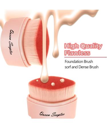 Retractable Flat Liquid Foundation Makeup Brush with Cover Flat Top Kabuki Liquid Foundation Shadow Powder Face Blush Brush for Blending Liquid Foundation Quarantine BB Cream Contour Cream Cosmetics Pink - Buy Online on GoSupps.com