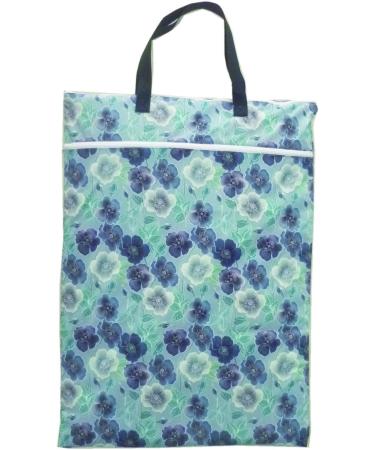 Large Hanging Wet/Dry Cloth Diaper Pail Bag for Reusable Diapers or Laundry (Flower)
