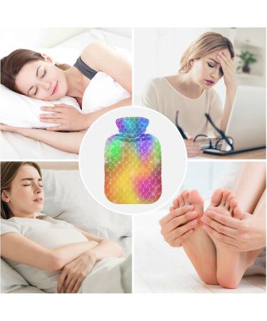 Hot Water Bottle 2L with Fish Rainbow Scales Cover - Pain Relief & Winter Warmth for Hands & Feet - Buy Online on GoSupps.com
