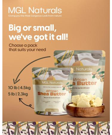 MGL Naturals Raw African Shea Butter Ivory 5 lb 100% Pure and Unrefined. Nourish and moisturize skin and hair. Use alone or DIY recipes. From Ghana West Africa. (5 lb) - Buy Online on GoSupps.com