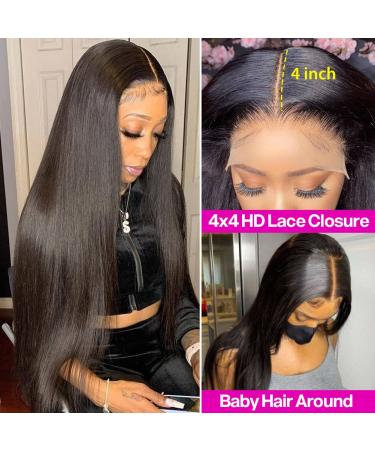 Lakin Glueless HD Lace Front Human Hair Wig 22 180 Density Straight Closure for Black Women - Natural Black Color - Buy Online on GoSupps.com