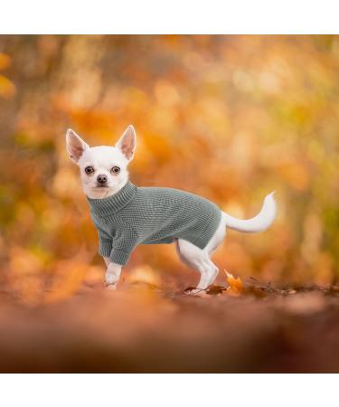 Convinit Dog Sweater for Small & Medium Dogs - Winter Warm Roll Collar Knitted Sweater for Chihuahua Dachshund French Bulldog | Gray - Buy Online on GoSupps.com