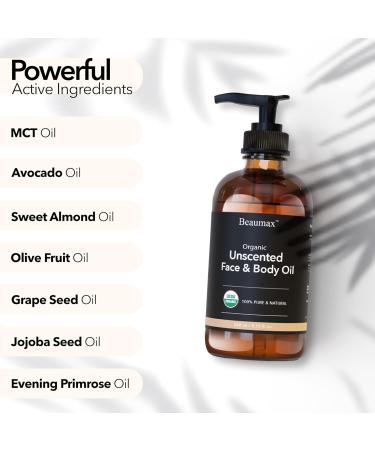 Unscented Face & Body Oil - USDA Organic Carrier Oil 240ml | Natural Skincare Hydrating & Nourishing - Buy Online on GoSupps.com