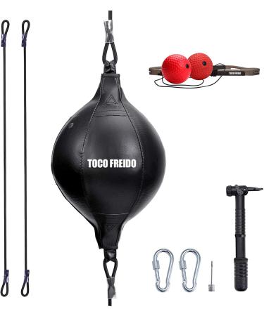 TOCO FREIDO Double End Punching Ball, Speed Bag with Difficulty Levels Boxing Reflex Ball with Headband, Perfect for Reaction, Agility, and Hand Eye Coordination Training 2 reflex ball