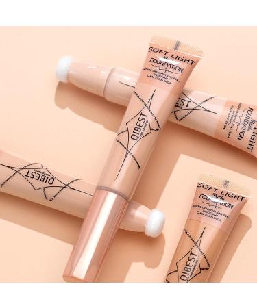 2Pcs 4-in-1 Liquid Foundation Primer, Concealer & Powder | Buildable Coverage for Medium Skin Tones | Flow-Through Sponge Applicator - Buy Online on GoSupps.com