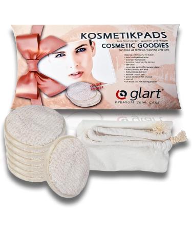 Glart 44AP Washable Cosmetic Pads for Make-Up Removal | 7 Beige & White Pads + Wash Bag | Eco-Friendly & Reusable - Buy Online on GoSupps.com