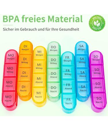 7-Day Pill Organizer with 4 Compartments - Large Portable Medication Box for Tablets | Removable Green Housing | Ideal for Daily Dose Management - Buy Online on GoSupps.com