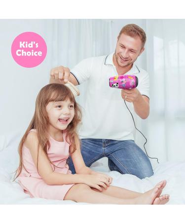 Deogra 1000W Children's Hair Dryer Pink - Portable Mini Hair Dryer for Kids with UK Plug, Dual Voltage for Travel, Includes Concentrator and Diffuser Nozzle - Buy Online on GoSupps.com