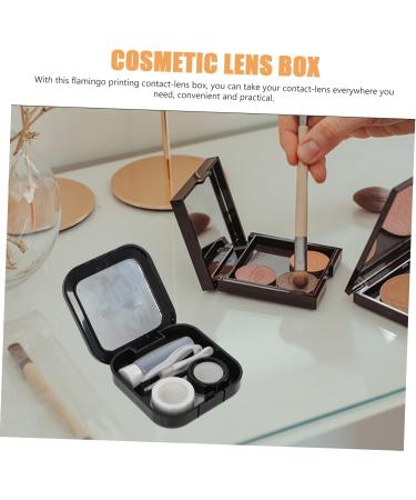 Ultechnovo Flamingo Pattern Contact Lens Organizer Set - Stylish Eye Lens Container & Travel Makeup Bracket for Lenses & Glasses - Buy Online on GoSupps.com