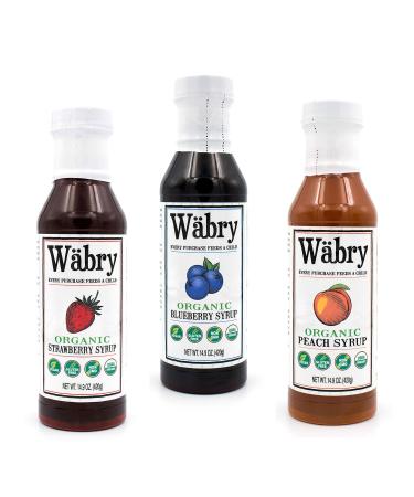 Wbry Organic Syrup 14.9 oz Strawberry, Blueberry, Peach (Fruit Variety 3 Pack) BPA-Free Plastic Variety 3 Pack (Fruit) 14.9 Ounce (Pack of 3) - Buy Online on GoSupps.com