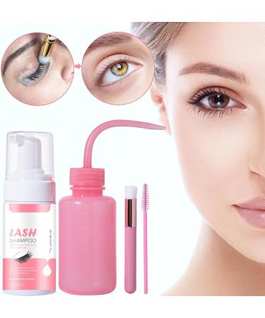  Ynnhik eyelash shampoo for eyelash extensions lash cleaning set with flush bottle brush | 100ml lash extension foam and brushes makeup remover for cleanser - Buy Online on GoSupps.com